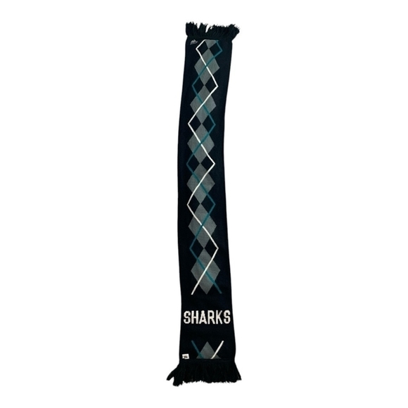Double Layered Scarf San Jose Sharks Argyle Scarf Licensed US NHL Team Fan Scarf - Picture 3 of 5